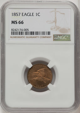 1857 1C Flying Eagle Cent NGC MS66 (773670017)