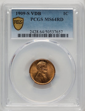 1909-S 1C VDB RD Lincoln Cent PCGS MS64 (773736003)