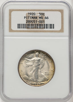 1920 50C Walking Liberty Half Dollar NGC MS66