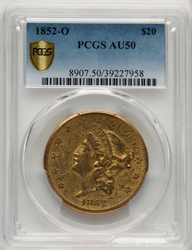 1852-O $20 Liberty Double Eagle PCGS AU50