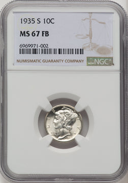 1935-S 10C FB Mercury Dime NGC MS67 (774305003)