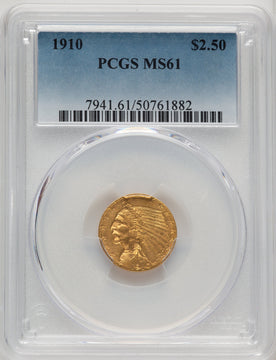 1910 $2.50 Indian Quarter Eagle PCGS MS61 (774311088)