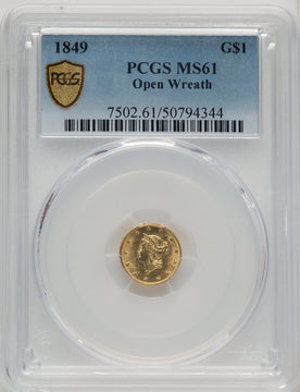 1849 G$1 Blue Gradient Gold Dollar PCGS MS61
