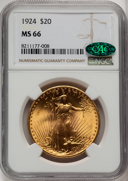 1924 $20 Saint CAC Saint-Gaudens Double Eagle NGC MS66 (774492009)