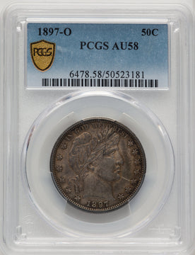 1897-O 50C Barber Half Dollar PCGS AU58