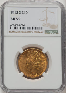 1913-S $10 Indian Eagle NGC AU55 (774251008)