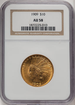 1909 $10 Indian Eagle NGC AU58