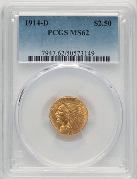 1914-D $2.50 Indian Quarter Eagle PCGS MS62 (773972031)