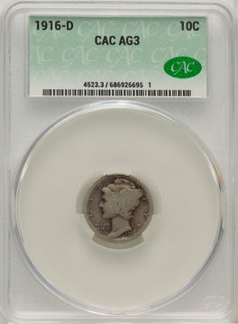 1916-D 10C Mercury Dime CACG AG03