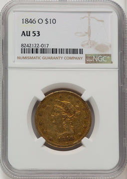 1846-O $10 Liberty Eagle NGC AU53