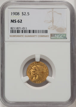 1908 $2.50 Indian Quarter Eagle NGC MS62 (772460070)