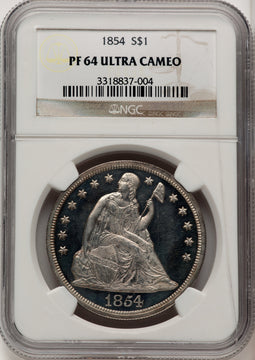 1854 Proof Seated Dollar NGC PR64