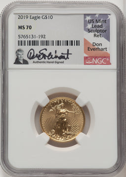 2019 $10 Quarter Ounce Gold Eagle First Strike Don Everhart NGC MS70