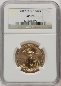 2012 $25 Half-Ounce Gold Eagle Brown Label NGC MS70