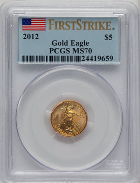 2012 $5 Tenth-Ounce Gold Eagle First Strike FS Flag PCGS MS70