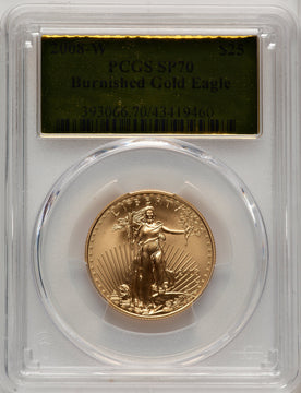 2008-W $25 Half-Ounce Gold Eagle Burnished Gold Foil PCGS SP70
