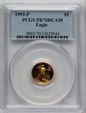1993-P $5 Tenth-Ounce Gold Eagle PCGS PR70