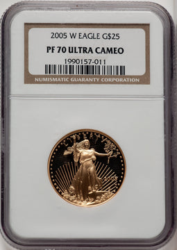 2005-W $25 Half-Ounce Gold Eagle Brown Label NGC PF70