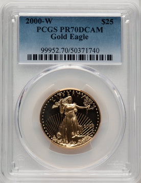 2000-W $25 Half-Ounce Gold Eagle Blue Gradient PCGS PR70 (774624005)
