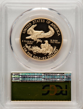 2017-W $50 One-Ounce Gold Eagle First Day of Issue Gold Foil PCGS PR70