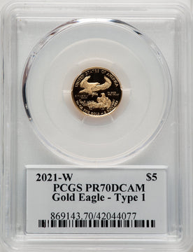 2021-W T1 Gold American Eagle 4-Coin Set Thomas Cleveland PCGS PR70