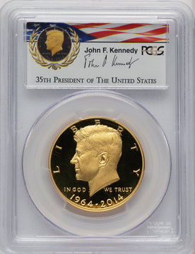 2014-W 50C Kennedy Gold 50th Anniversary Camelot Proof Kennedy Half Dollar PCGS PR70 (774476004)