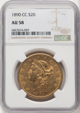 1890-CC $20 Liberty Double Eagle NGC AU58 (774492003)