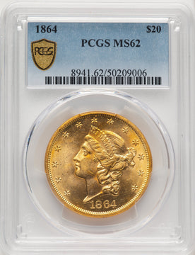 1864 $20 Liberty Double Eagle PCGS MS62