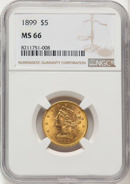 1899 $5 Liberty Half Eagle NGC MS66