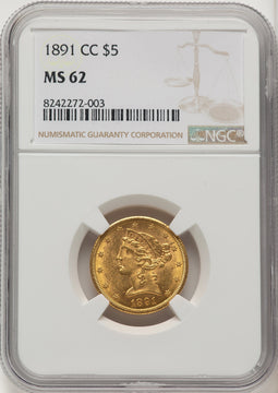 1891-CC $5 Liberty Half Eagle NGC MS62 (171457006)