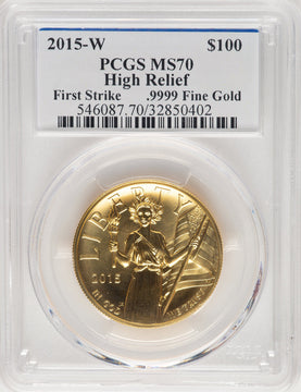 2015-W $100 American Liberty High Relief PCGS MS70 Moy/Mercanti