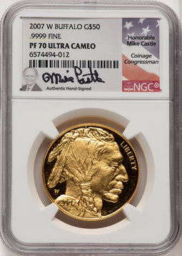 2007-W 1 oz Gold Buffalo NGC PF70 Mike Castle
