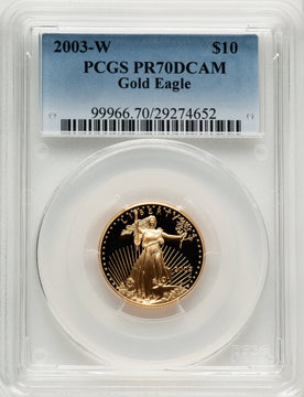 2003-W $10 Quarter-Ounce Gold Eagle Blue Gradient PCGS PR70