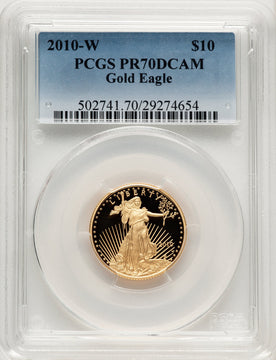 2010-W $10 Quarter-Ounce Gold Eagle Blue Gradient PCGS PR70