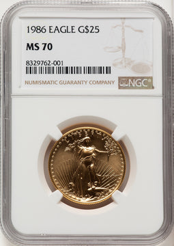 1986 $25 Half-Ounce Gold Eagle Brown Label NGC MS70