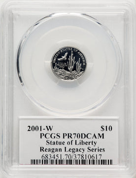 2001-W $10 Tenth-Ounce Platinum Statue of Liberty Michael Reagan Reagan Legacy Series PCGS PR70
