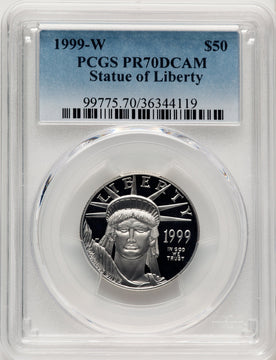 1999-W $50 Half-Ounce Platinum Eagle Statue of Liberty Blue Gradient PCGS PR70 (520203171)