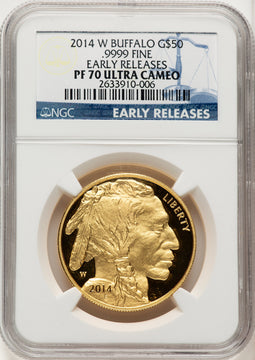 2014-W $50 One-Ounce Gold Buffalo First Strike ER Blue NGC PF70 (507166109)