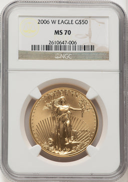 2006-W $50 One-Ounce Gold Eagle 20th Anniversary Brown Label NGC MS70 (507166112)