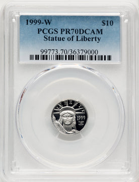 1999-W $10 Tenth-Ounce Platinum Blue Gradient PCGS PR70 (520203169)