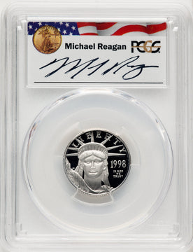 1998-W $25 Quarter-Ounce Platinum Eagle Statue of Liberty Michael Reagan Reagan Legacy Series PCGS PR70