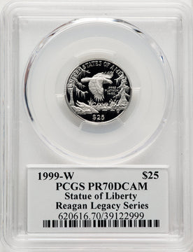 1999-W $25 Quarter-Ounce Platinum Eagle Statue of Liberty Michael Reagan Reagan Legacy Series PCGS PR70