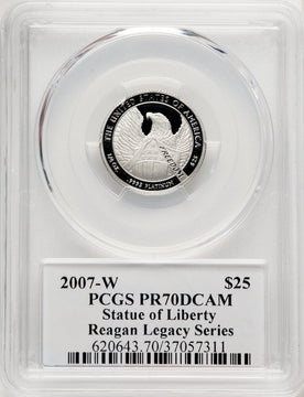 2007-W $25 Quarter-Ounce Platinum Eagle Statue of Liberty Michael Reagan Reagan Legacy Series PCGS PR70