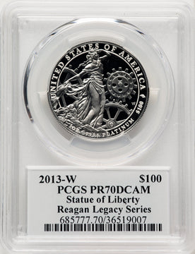 2013-W $100 One-Ounce Platinum Eagle Statue of Liberty Michael Reagan Reagan Legacy Series PCGS PR70