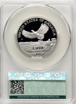 2000-W $100 One-Ounce Platinum Eagle Statue of Liberty Brown Label CACG PR70