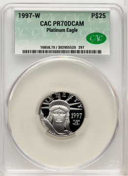 1997-W $25 Quarter-Ounce Platinum Eagle Statue of Liberty Michael Reagan Reagan Legacy Series CACG PR70