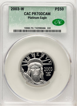 2003-W $50 Half-Ounce Platinum Eagle Brown Label CACG PR70
