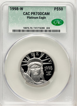 1998-W $50 Half-Ounce Platinum Eagle Blue Gradient CACG PR70