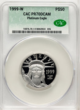 1999-W $50 Half-Ounce Platinum Eagle Statue of Liberty Michael Reagan CACG PR70
