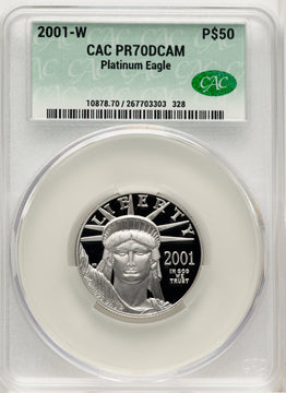 2001-W $50 Half-Ounce Platinum Eagle Blue Gradient CACG PR70